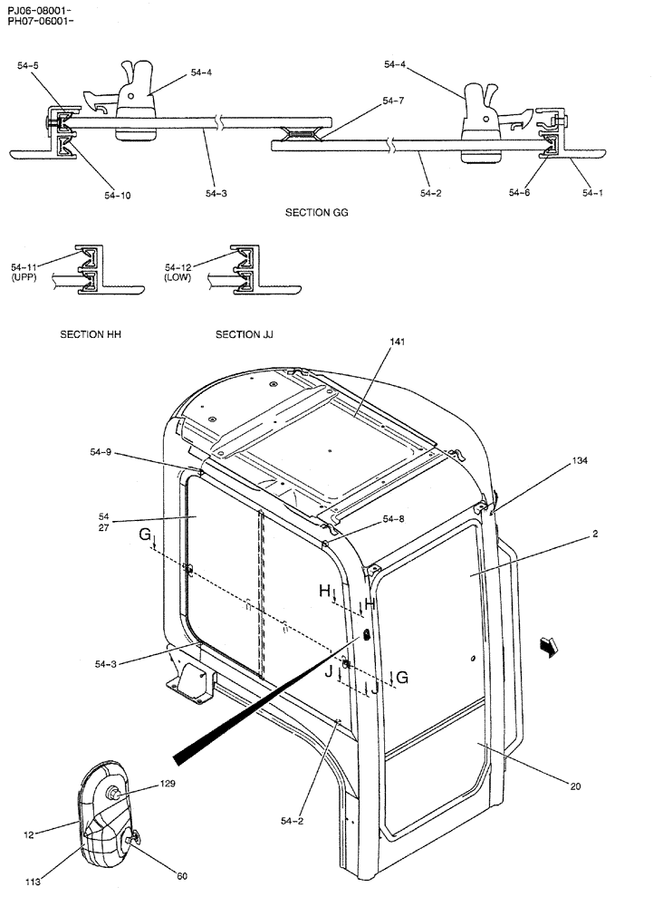 Схема запчастей Case CX50B - (05-009) - CAB ASSY (COOLER) (PW02C00069F1) 2 OF 5 OPTIONAL PARTS