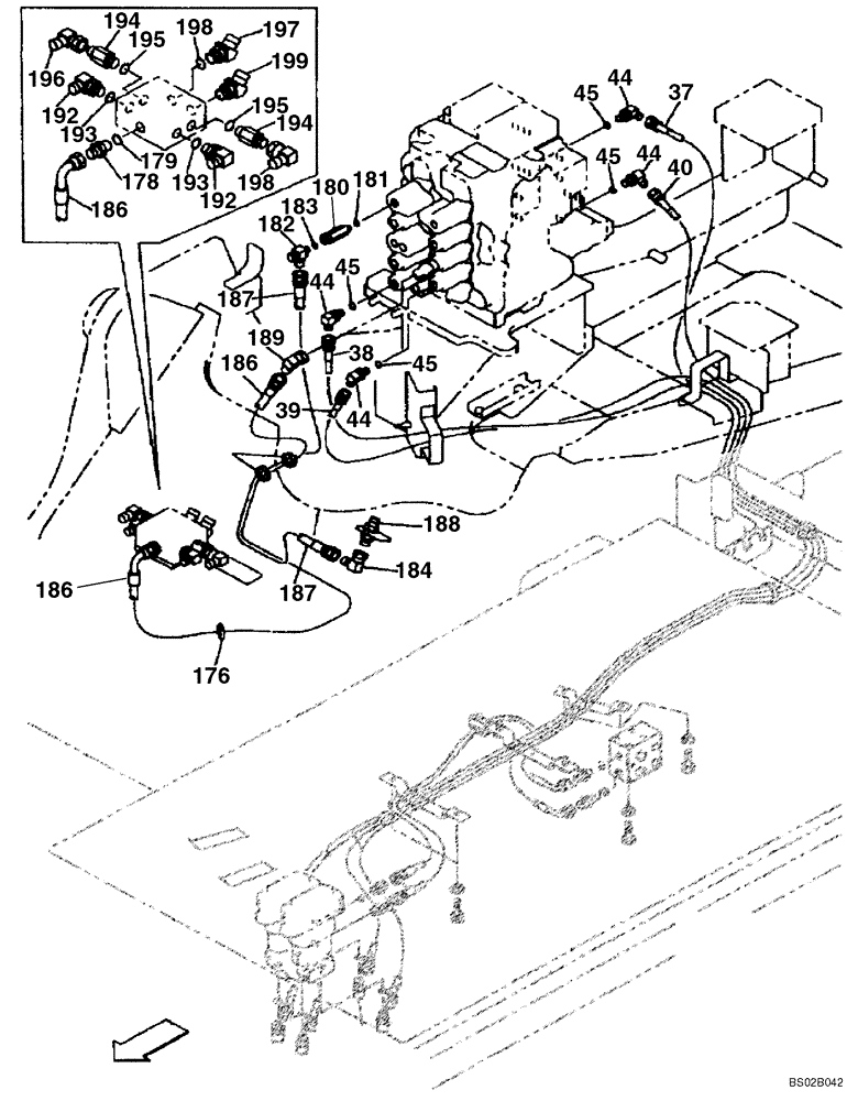 Схема запчастей Case CX130 - (08-036) - HYDRAULICS - PILOT CONTROL LINES (08) - HYDRAULICS