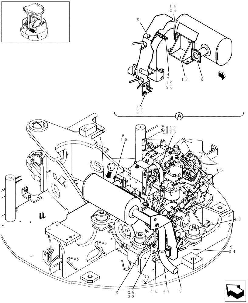 Схема запчастей Case CX31B - (046-01[1]) - MUFFLER (10) - ENGINE