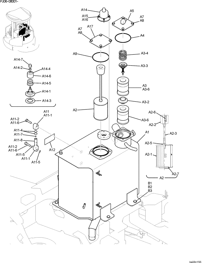 Схема запчастей Case CX50B - (01-018) - TANK ASSY, HYD (NIBBLER & BREAKER) (PH33H00030F1 & PH33H00014F1) (05) - SUPERSTRUCTURE