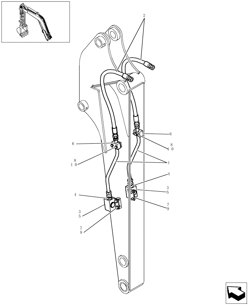 Схема запчастей Case CX31B - (876-60[1]) - ARM HYD.LINES (1,47M - NIBBLER & BREAKER) (35) - HYDRAULIC SYSTEMS