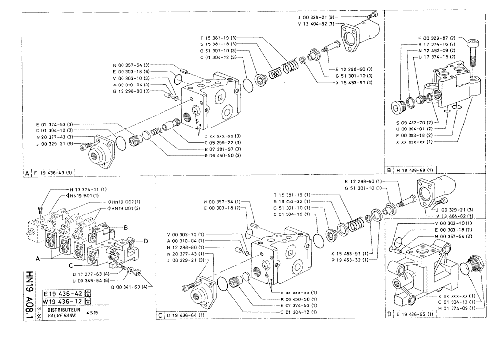 Схема запчастей Case 75C - (HN19 A08.1) - VALVE BANK - 4S19 (07) - HYDRAULIC SYSTEM