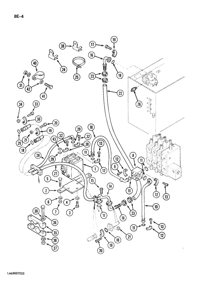 Схема запчастей Case 688 - (8E-04) - HYDRAULIC HAMMER CIRCUIT, PRESSURE AND RETURN LINES, P.I.N. FROM XXXXX AND AFTER (08) - HYDRAULICS