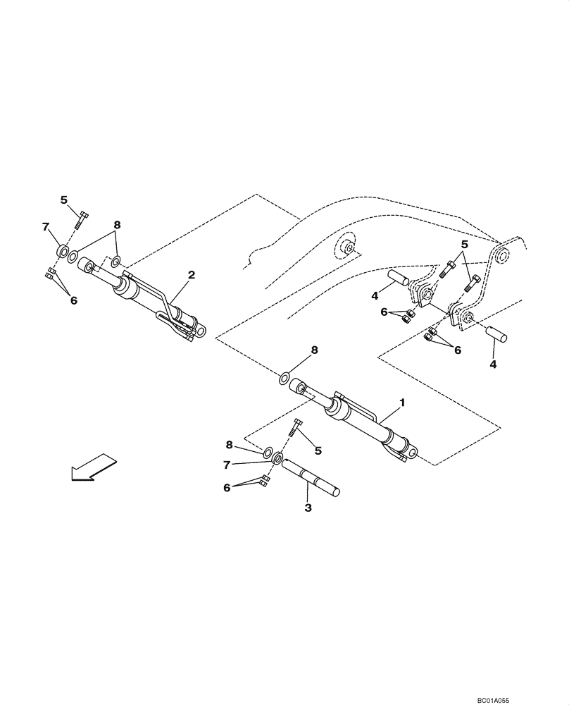 Схема запчастей Case CX160 - (09-36) - BOOM CYLINDER - MOUNTING (09) - CHASSIS/ATTACHMENTS