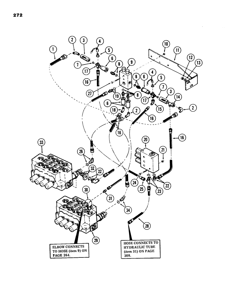 Схема запчастей Case 980B - (272) - POWER SENSING TUBING, (USED ON UNITS WITH PIN 6204051 AND AFTER) (07) - HYDRAULIC SYSTEM