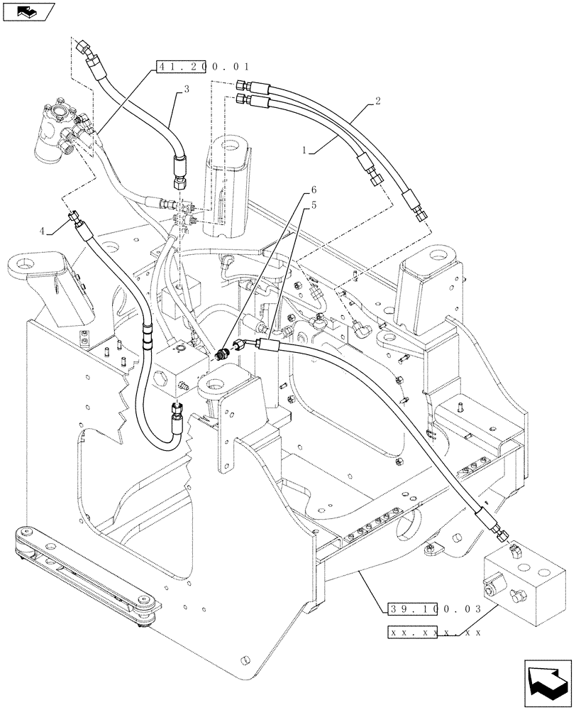 Схема запчастей Case 821F - (41.200.01[03]) - STEERING, HYDRAULICS 821F, NO JOYSTICK (41) - STEERING