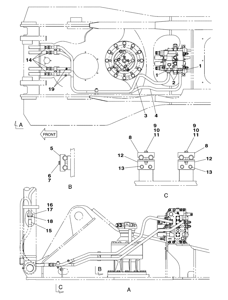 Схема запчастей Case CX350 - (08-043-00[01]) - HYDRAULIC CIRCUIT - BOOM CYLINDER (08) - HYDRAULICS