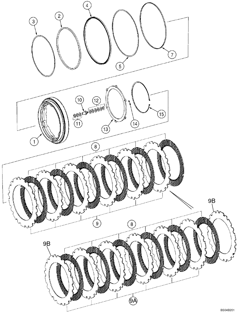 Схема запчастей Case 921C - (07-03A) - AXLE, FRONT AND REAR - HUB, DISC BRAKES (07) - BRAKES