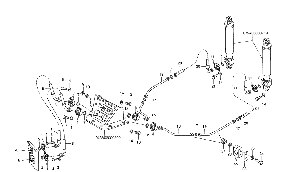 Схема запчастей Case 340 - (72A01000722[001]) - DUMPING SYSTEM - HYDRAULIC CIRCUIT (35) - HYDRAULIC SYSTEMS