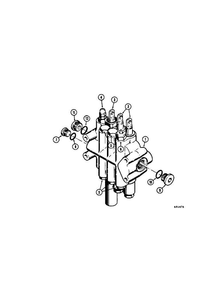 Схема запчастей Case 310G - (264[1]) - D45477 EQUIPMENT CONTROL VALVE (THREE SPOOL) (07) - HYDRAULIC SYSTEM