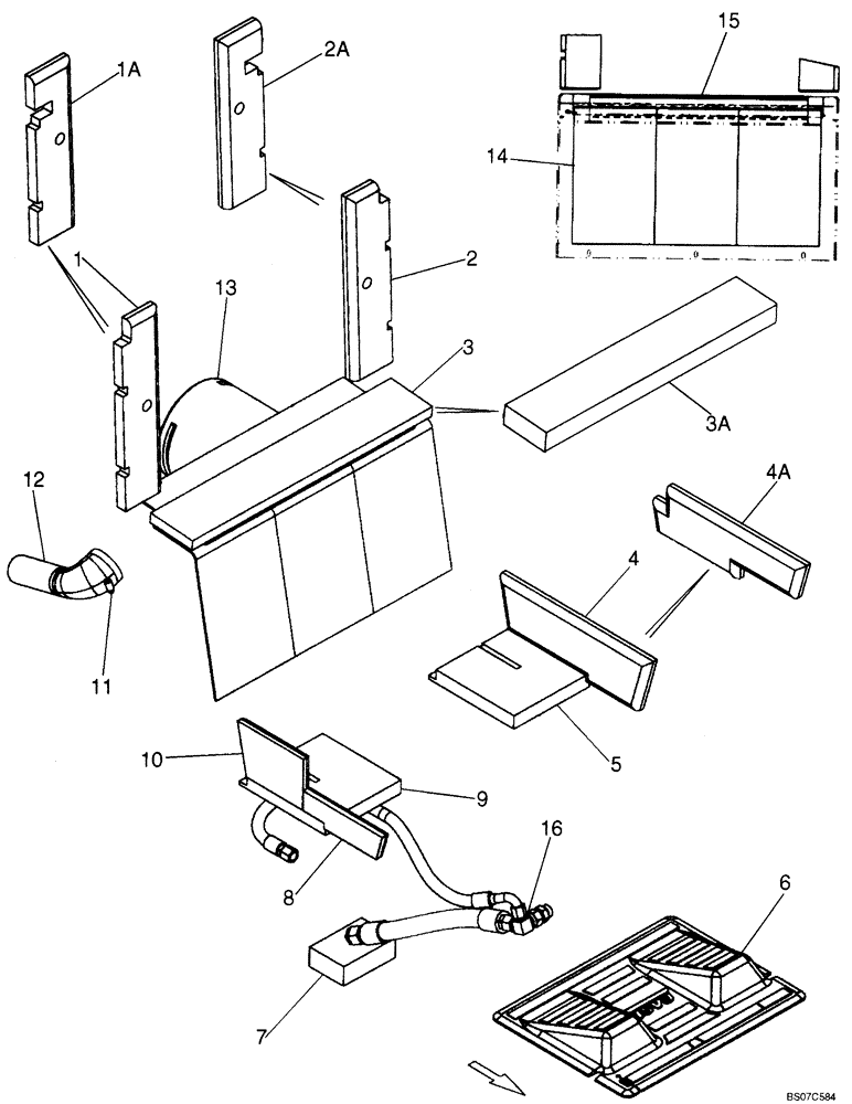 Схема запчастей Case 430 - (09-22C) - NOISE CONTROL, NORTH AMERICAN; IF USED (09) - CHASSIS