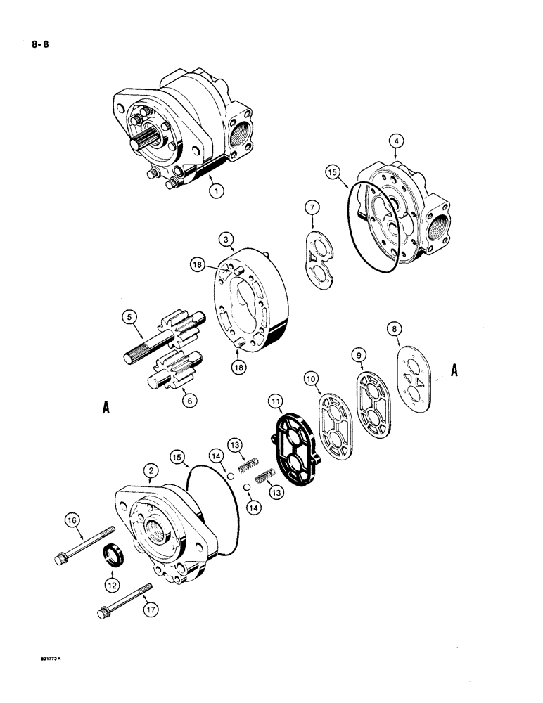 Схема запчастей Case 550 - (8-08) - HYDRAULIC PUMP ASSEMBLY (08) - HYDRAULICS