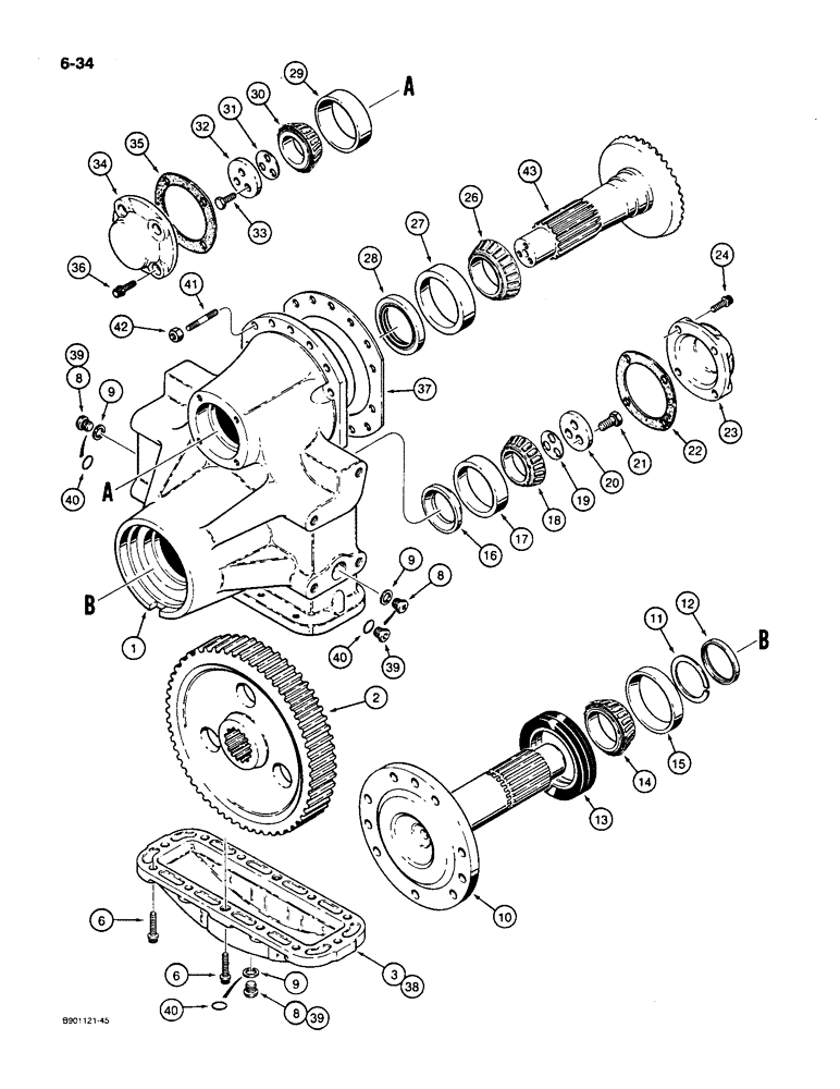 Схема запчастей Case 550 - (6-34) - TRANSMISSION FINAL DRIVE, 64 INCH GAUGE LGP MODELS (06) - POWER TRAIN