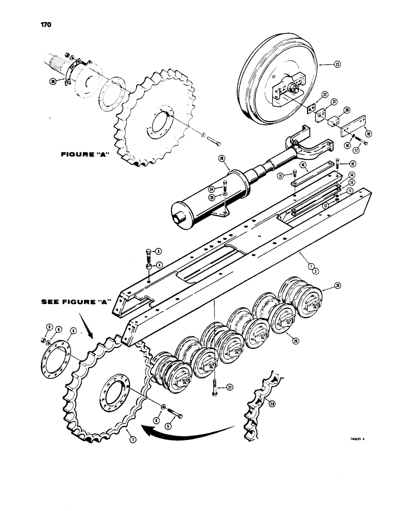 Схема запчастей Case 1450 - (170) - TRACK FRAMES AND RELATED PARTS, LOADER MODELS (11) - TRACKS/STEERING