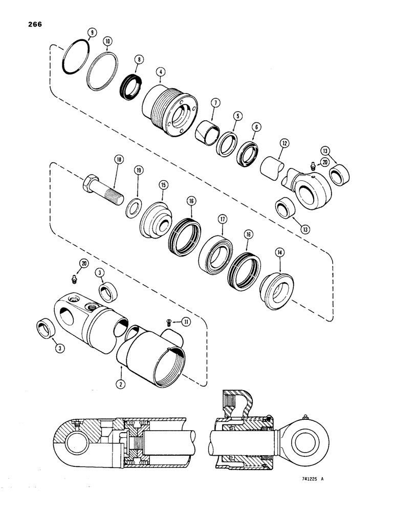 Схема запчастей Case 1450 - (266) - G100272 AND G100273 RIPPER CYLINDERS, GLAND OR TUBE IS STAMPED W/CYLINDER PN, 4"(102MM) ID CYLINDER (08) - HYDRAULICS