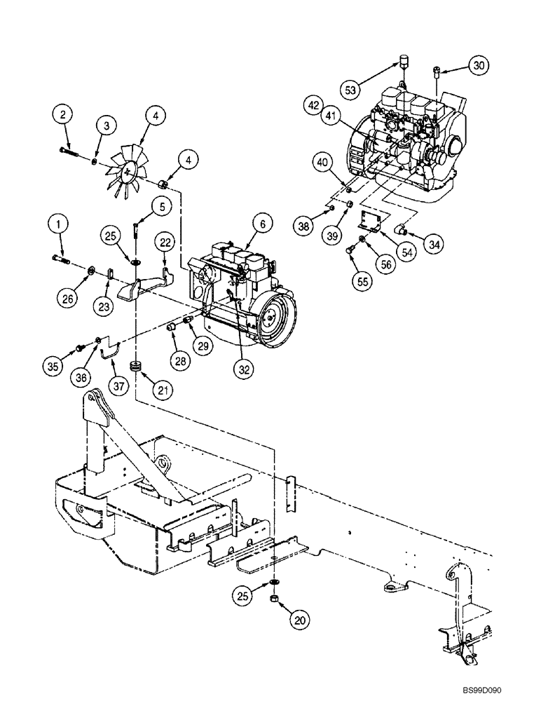 Схема запчастей Case 686G - (2-02) - ENGINE MOUNTING - NATURALLY ASPIRATED ENGINE (ALL 686G MODELS, BSN 686GXR JFE0001640) (02) - ENGINE