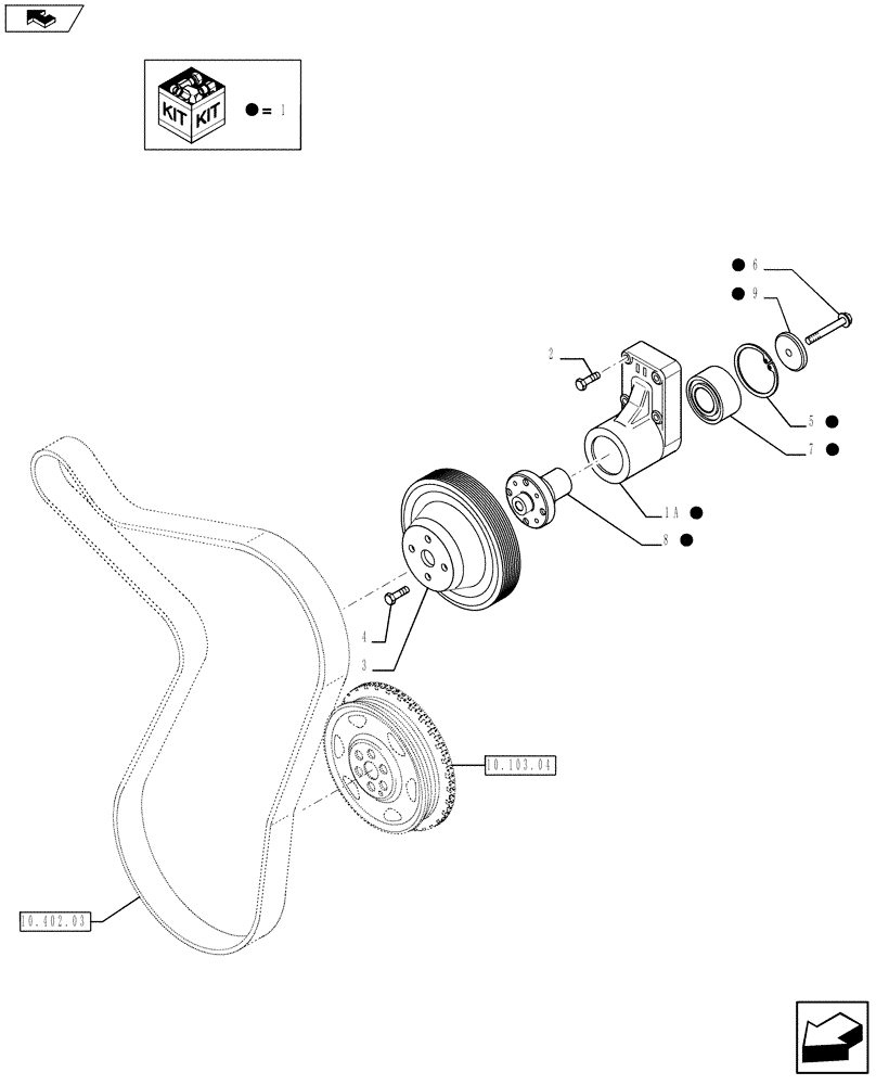 Схема запчастей Case 590SN - (10.414.03) - FAN DRIVE (2855164-2852416) (10) - ENGINE