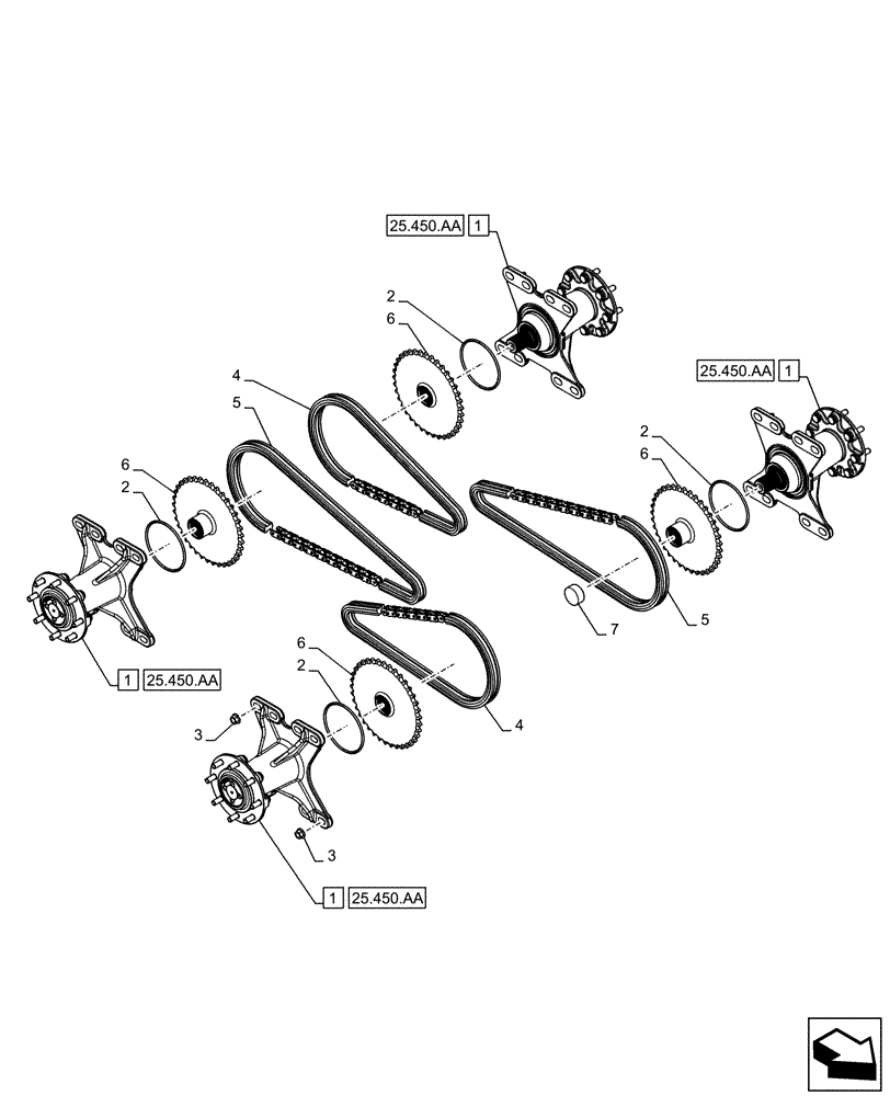 Схема запчастей Case SR175 - (25.450.AC) - POWER TRAIN (SR175,SV185) (25) - FRONT AXLE SYSTEM