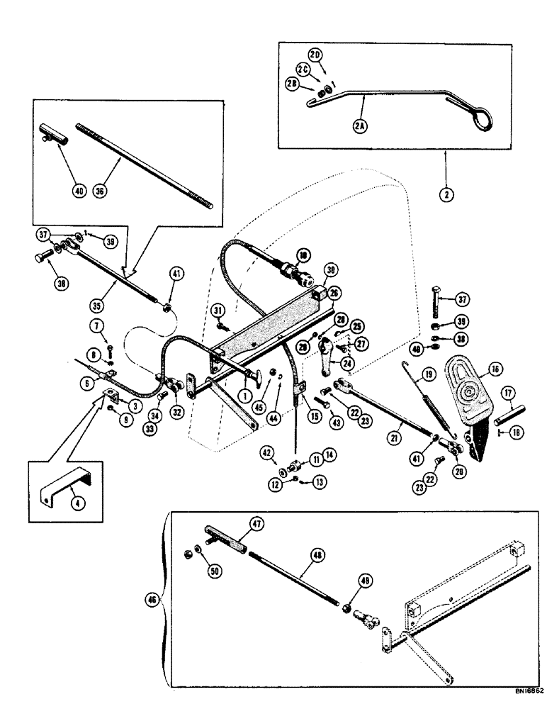 Схема запчастей Case 800 - (080) - THROTTLE CONTROL LINKAGE (01) - ENGINE