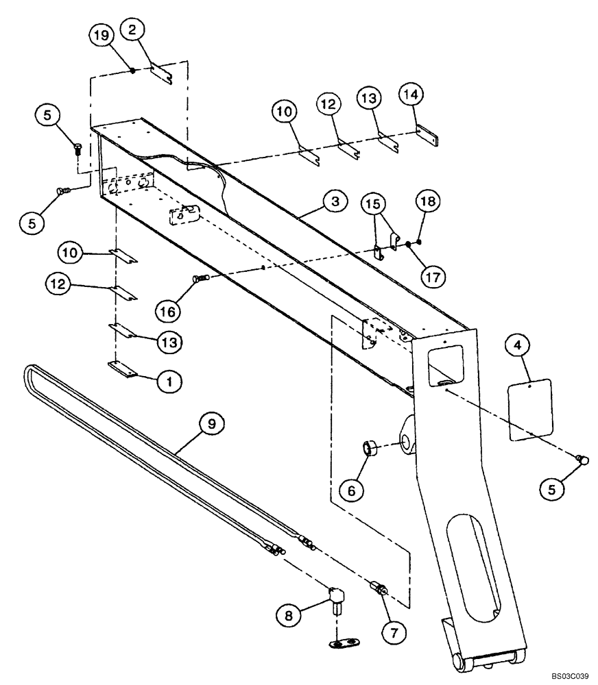 Схема запчастей Case 688G - (9-36A) - INNER BOOM SECTION ASSEMBLY (ASN 686GXR JFE0001847; 688G JFE0003612) (09) - CHASSIS/ATTACHMENTS