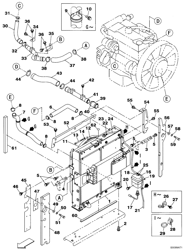 Схема запчастей Case CX240BLR - (02-04) - RADIATOR AND CONNECTIONS (02) - ENGINE