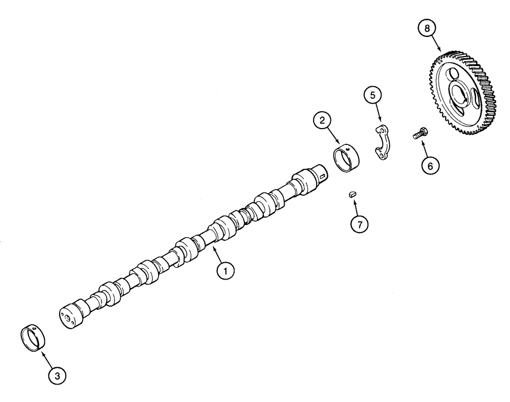 Схема запчастей Case 855E - (2-20) - CAMSHAFT, 6-590 ENGINE, 6T-590 ENGINE (02) - ENGINE