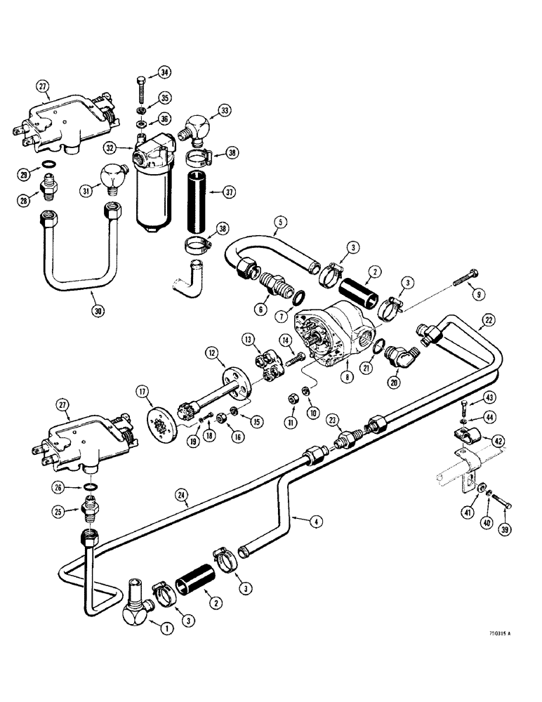 Схема запчастей Case 380CK - (134) - EQUIPMENT HYDRAULIC CIRCUIT, LOADER MODELS WITH SINGLE RIGHT HAND OIL RESERVOIR (08) - HYDRAULICS