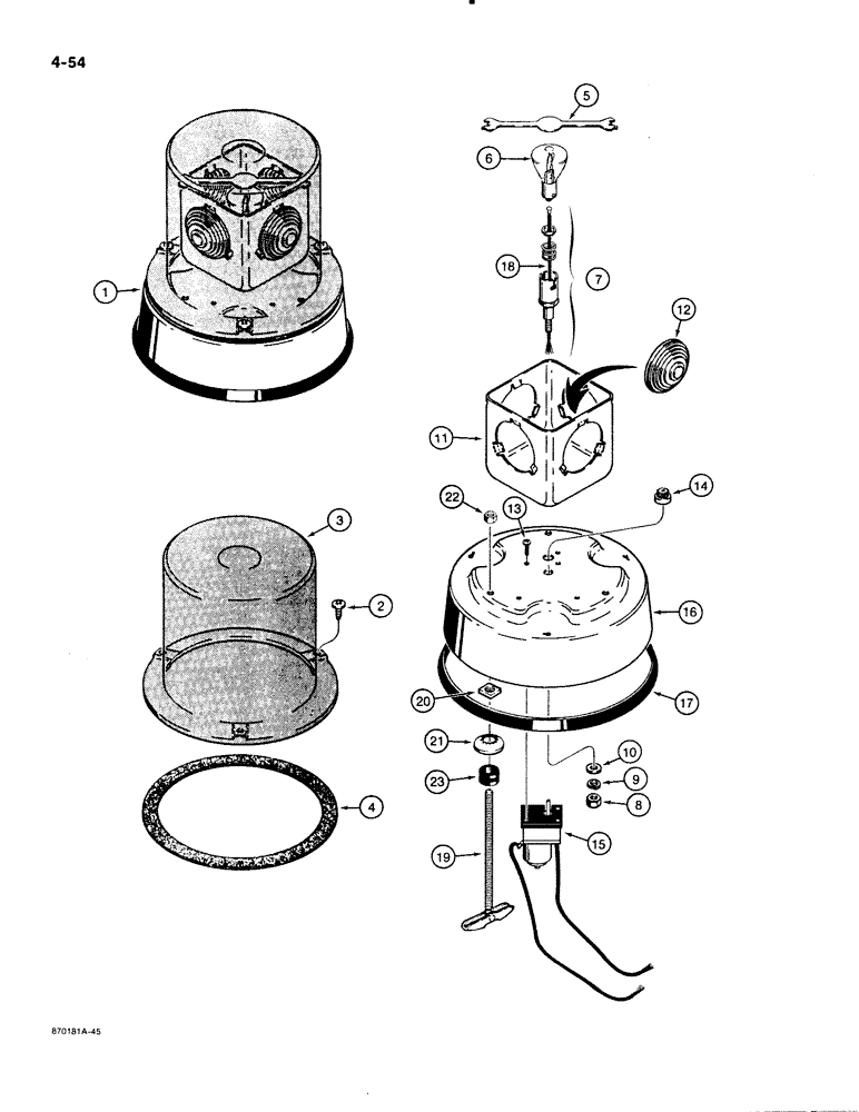 Схема запчастей Case 480E - (4-54) - ROTATING BEACON (04) - ELECTRICAL SYSTEMS