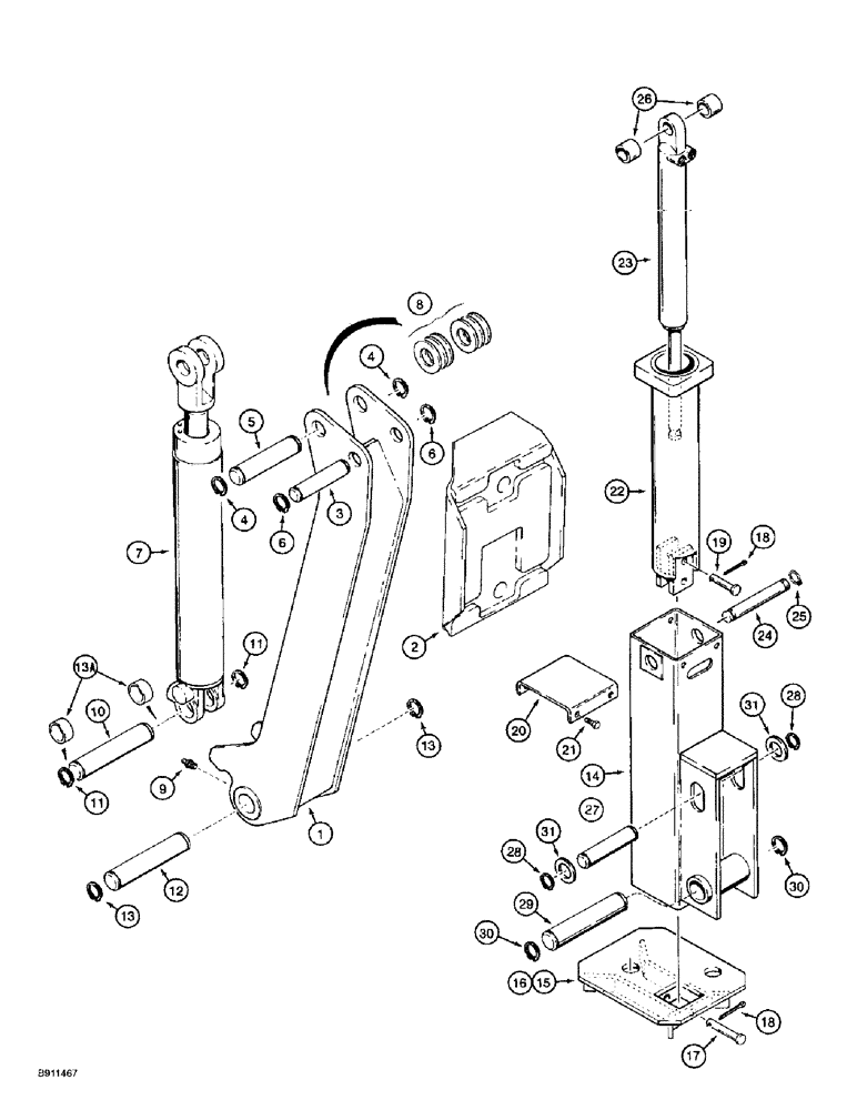 Схема запчастей Case 1838 - (9-42) - BACKHOE STABILIZERS, D100 OR D100XR BACKHOE, FOLD DOWN STABILIZERS (09) - CHASSIS/ATTACHMENTS