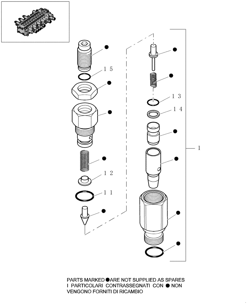 Схема запчастей Case CX16B - (1.050[04]) - HYDRAULIC CONTROL VALVE - COMPONENTS - RELIEF VALVE (35) - HYDRAULIC SYSTEMS