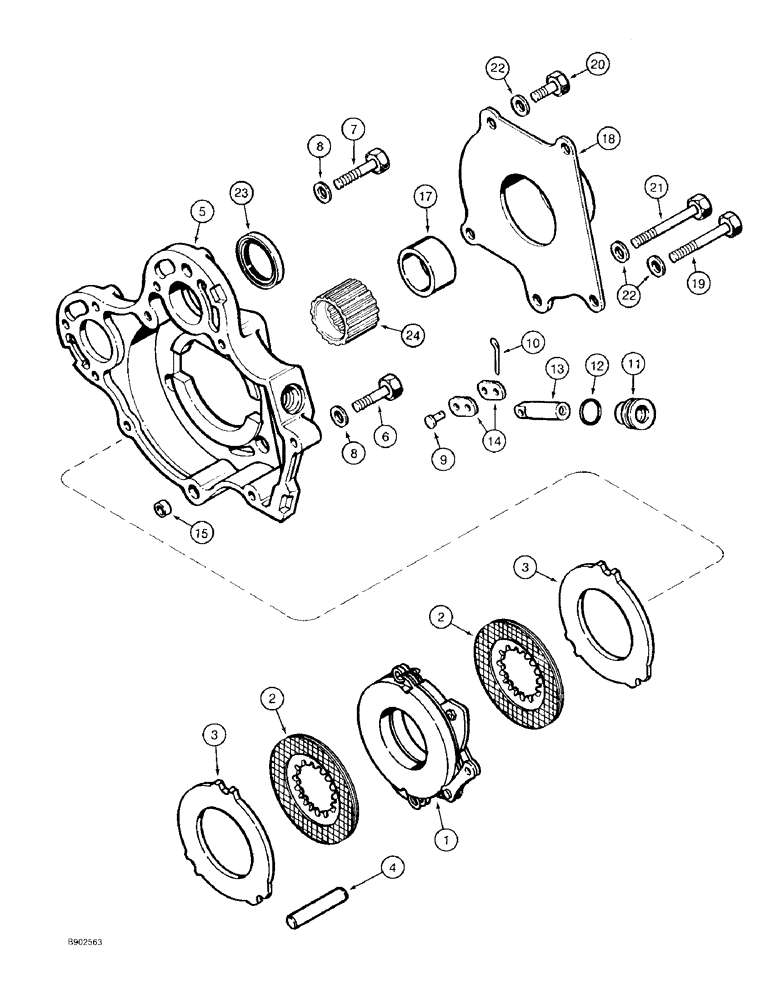 Схема запчастей Case 580SK - (7-04) - TRANSAXLE ASSEMBLY, PARKING BRAKE (07) - BRAKES