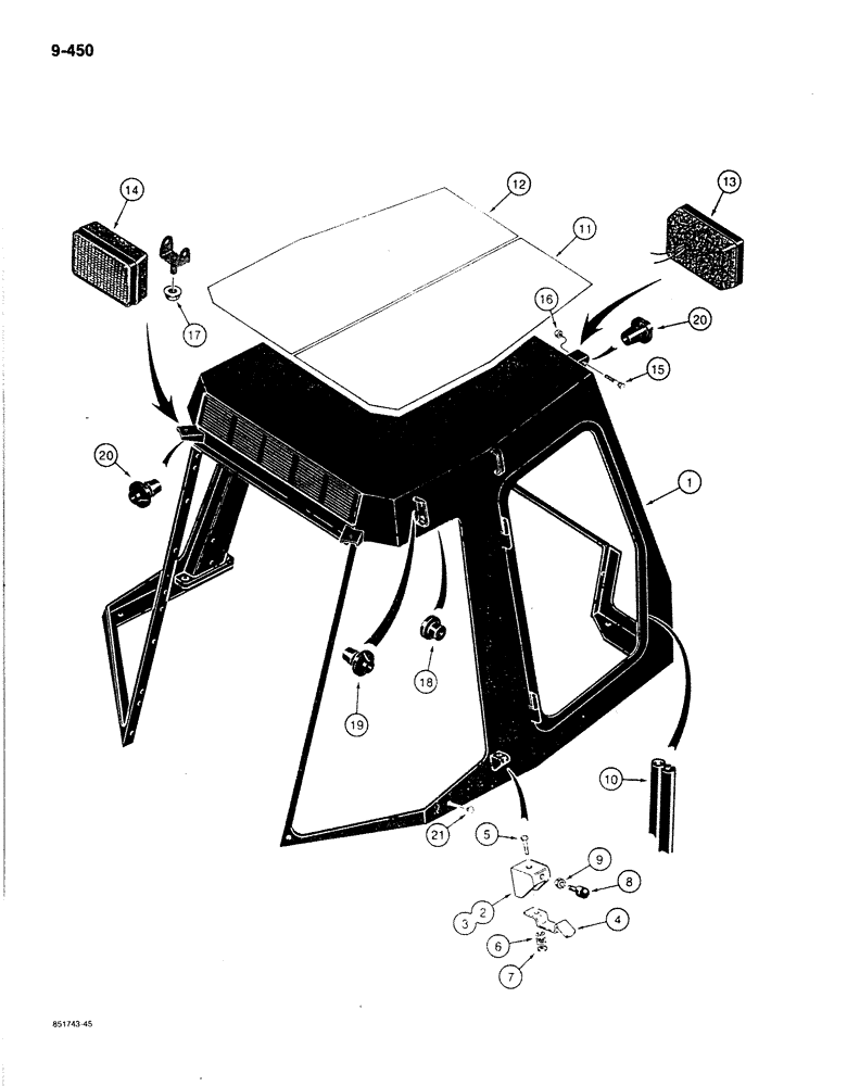 Схема запчастей Case 780C - (9-450) - CAB FRAME AND LAMPS (09) - CHASSIS/ATTACHMENTS