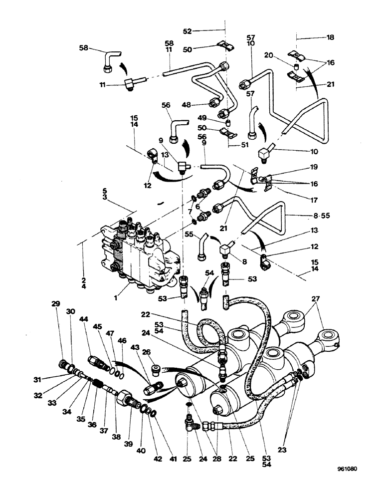 Схема запчастей Case 580G - (224) - AXIAL BACKHOE - SWING CYLINDER HYDRAULIC CIRCUIT (08) - HYDRAULICS