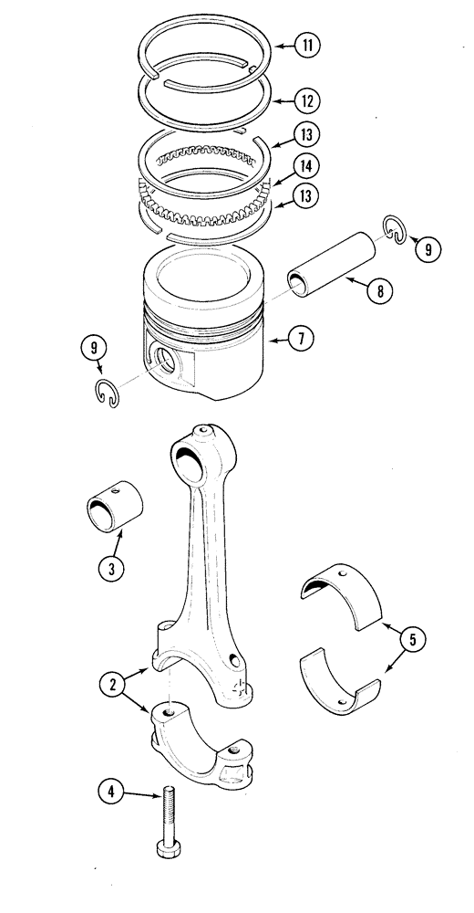 Схема запчастей Case 1835C - (2-48) - PISTONS, RINGS AND CONNECTING RODS, TM-20 GASOLINE ENGINE (02) - ENGINE