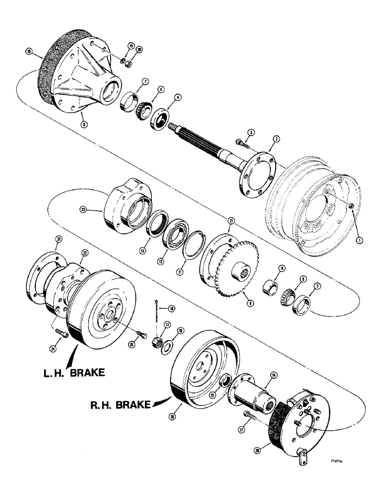 Схема запчастей Case 1700-SERIES - (118) - FRONT AXLE ASSEMBLY WITH BRAKE (33) - BRAKES & CONTROLS