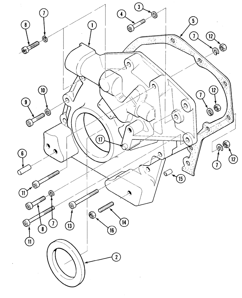 Схема запчастей Case 1835C - (2-28) - GEAR COVER, TMD-20 DIESEL ENGINE (02) - ENGINE