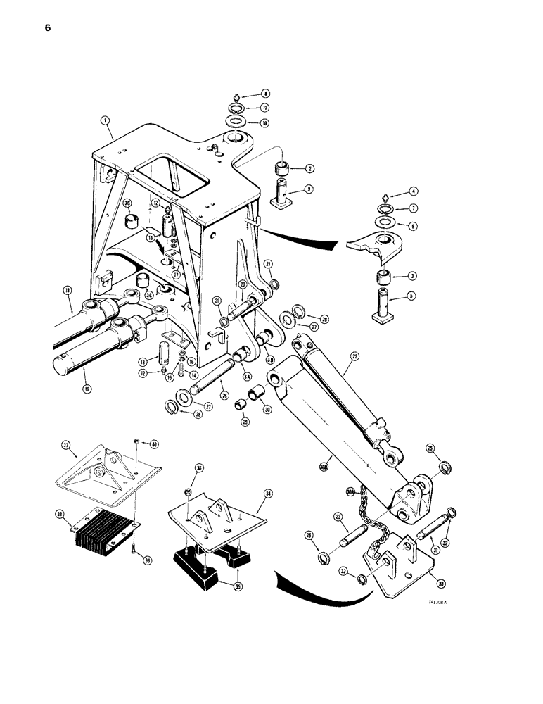 Схема запчастей Case 26B - (006) - MOUNTING FRAME AND STABILIZERS 