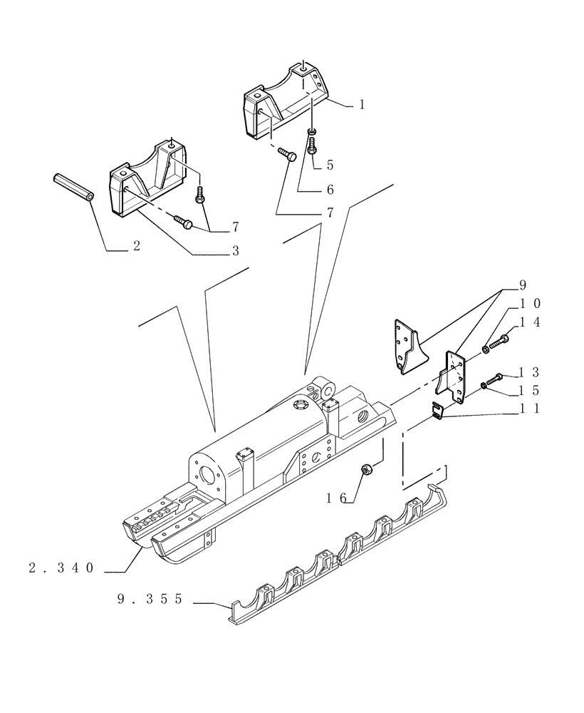 Схема запчастей Case 1850K - (9.353[01A]) - TRACK ROLLER GUARDS - SHORT - OPTIONAL CODE 784119101 - VERSION (02-03) (19) - OPTIONS