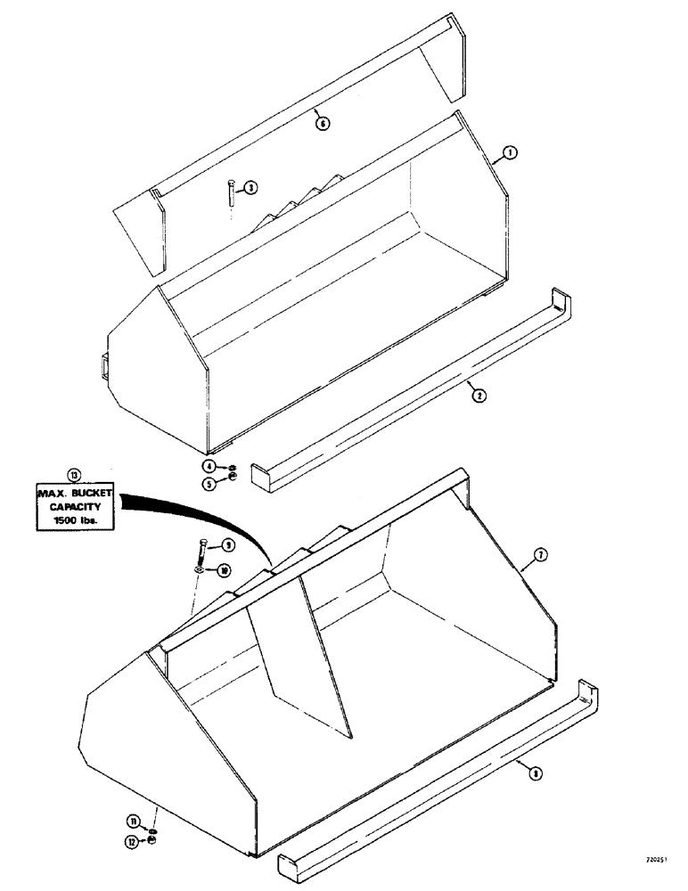 Схема запчастей Case 1500-SERIES - (096) - LOADER BUCKETS, FERTILIZER BUCKETS (82) - FRONT LOADER & BUCKET