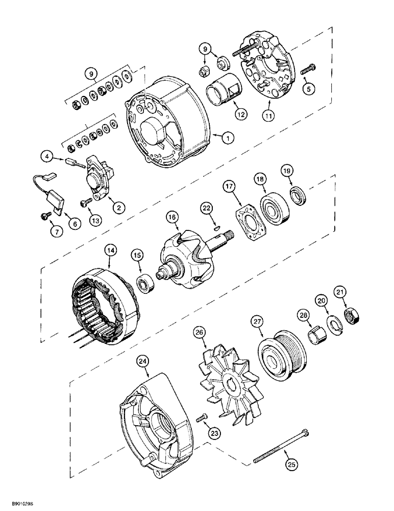 Схема запчастей Case 584E - (4-03) - A187873 ALTERNATOR (04) - ELECTRICAL SYSTEMS