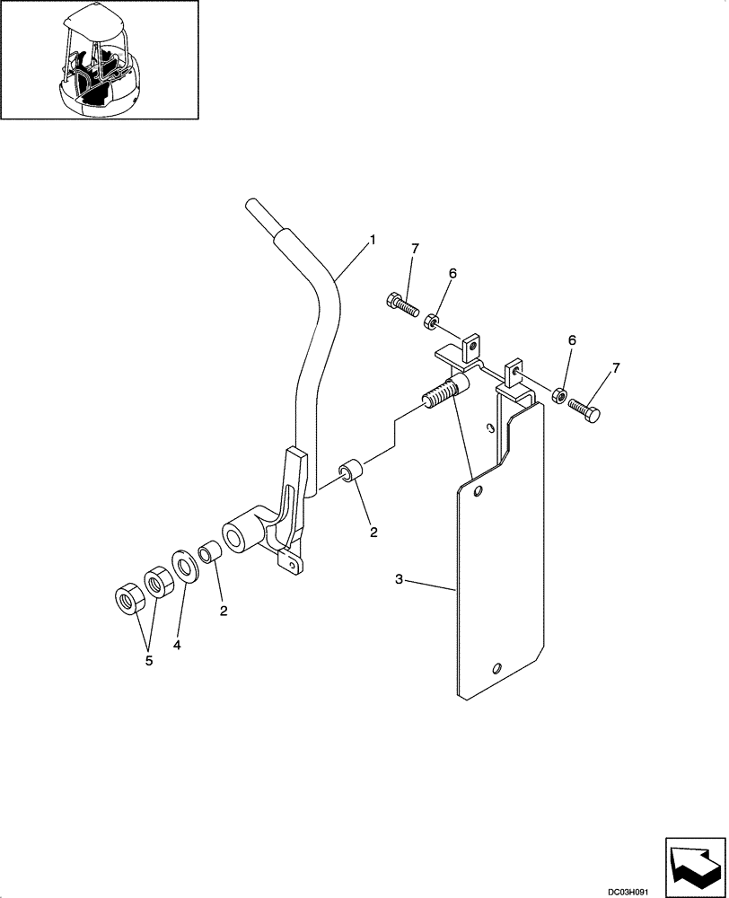 Схема запчастей Case CX25 - (09-29[00]) - LEVER ASSY - CANOPY (09) - CHASSIS/ATTACHMENTS