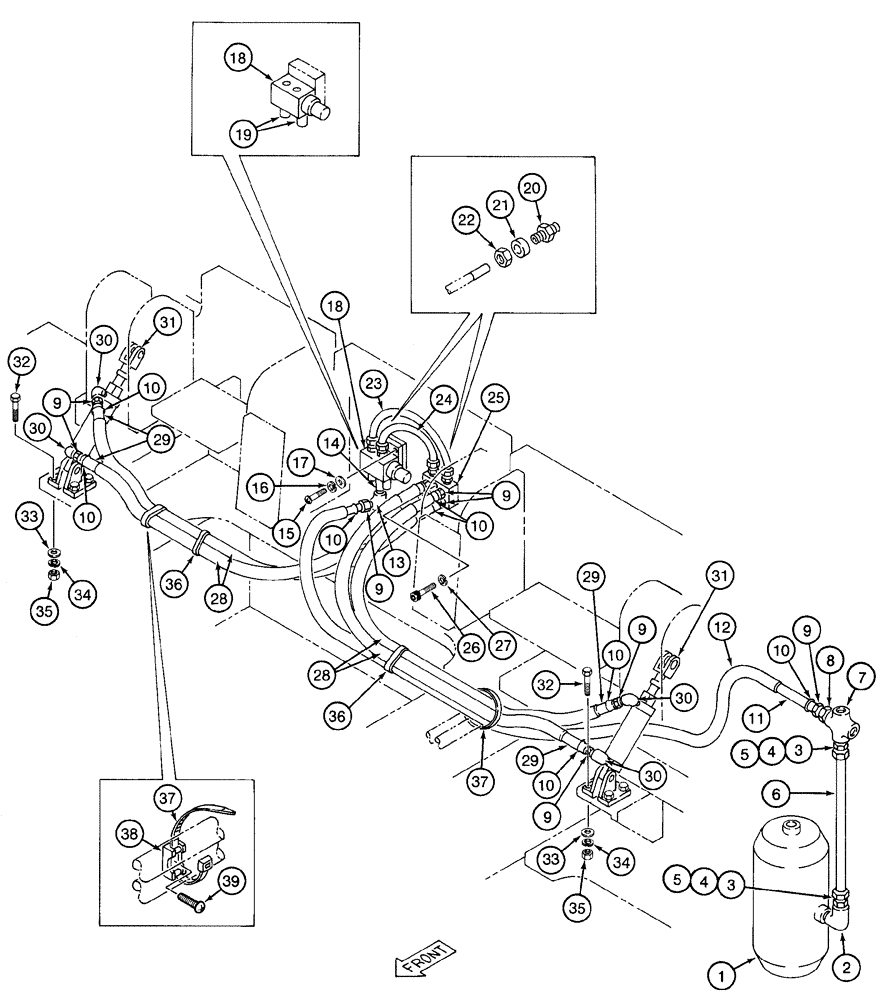 Схема запчастей Case 9060 - (8-096) - AIR LINES, COUNTERWEIGHT REMOVAL SYSTEM (08) - HYDRAULICS