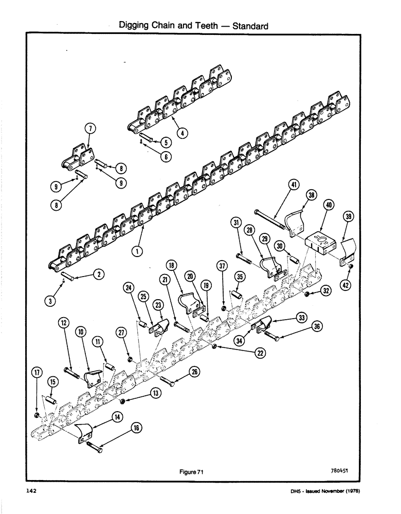 Схема запчастей Case DH5 - (142) - DIGGING CHAIN AND TEETH - STANDARD (89) - TOOLS