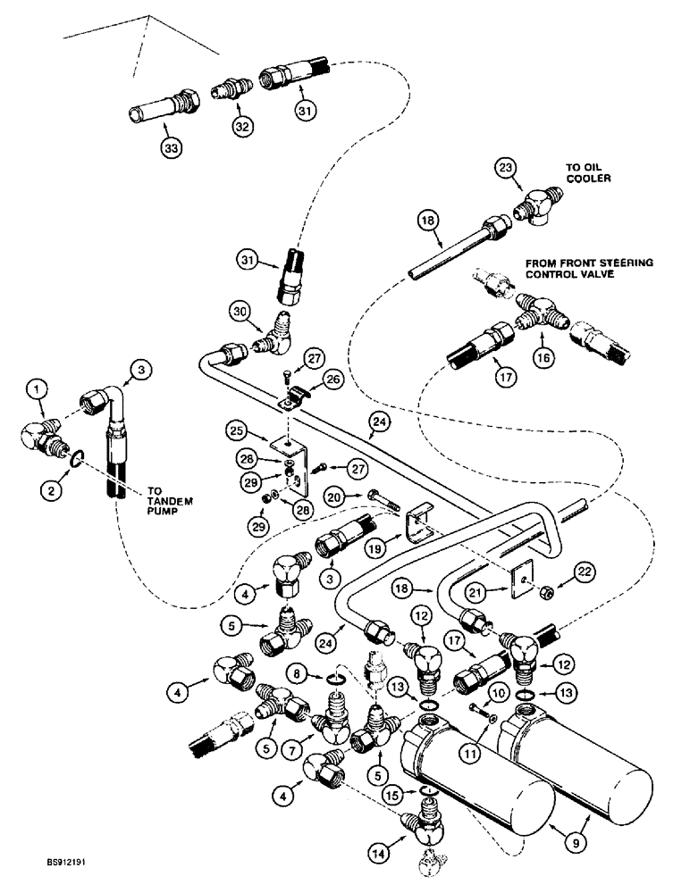 Схема запчастей Case 860 - (8-012) - BASIC HYDRAULIC CIRCUIT - RETURN FILTERS AND LINES (08) - HYDRAULICS