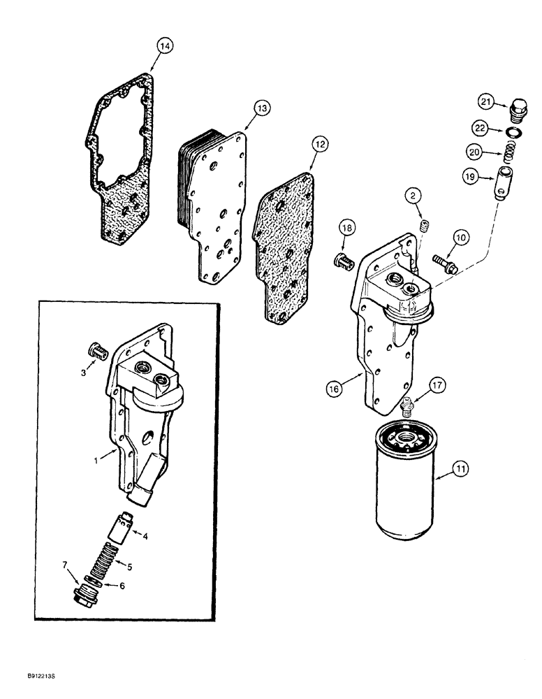 Схема запчастей Case 760 - (02-022) - OIL FILTER AND COOLER, 4-390 ENGINE (10) - ENGINE