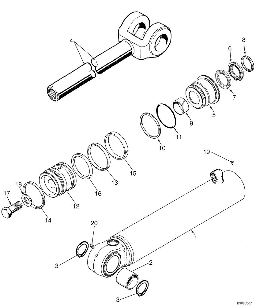 Схема запчастей Case 821E - (05-16) - CYLINDER ASSY - STEERING (05) - STEERING