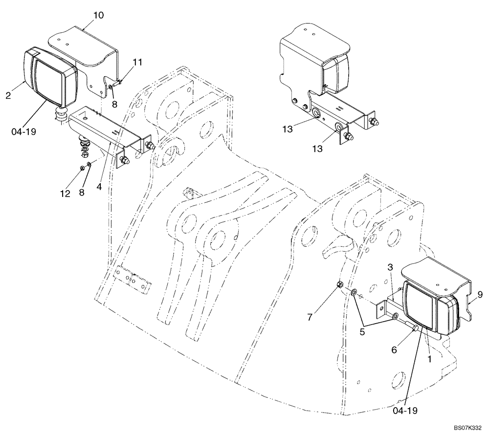 Схема запчастей Case 521E - (04-18) - MOUNTING - LAMPS, FRONT (04) - ELECTRICAL SYSTEMS