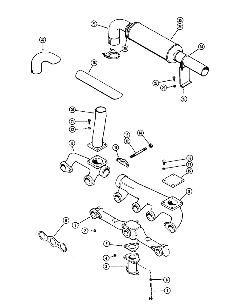 Схема запчастей Case W8E - (010) - MANIFOLD & MUFFLER, (377B) SPARK IGNITION ENGINE (02) - ENGINE