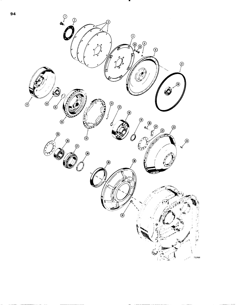 Схема запчастей Case W20 - (094) - L55661 TRANSMISSION, FRONT COVER, INPUT SHAFT AND TORQUE CONVERTER (06) - POWER TRAIN