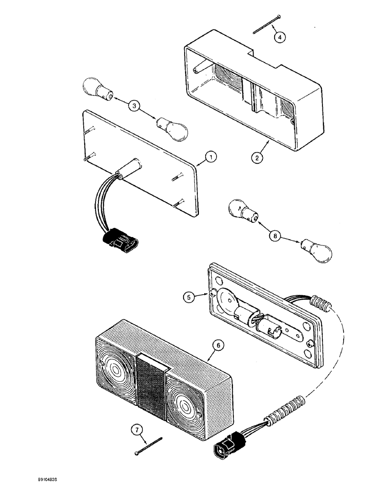 Схема запчастей Case 821B - (4-48) - TURN SIGNAL, FLASHER, STOP & TAIL LAMPS, TURN SIGNAL & FLASHER LAMP (04) - ELECTRICAL SYSTEMS